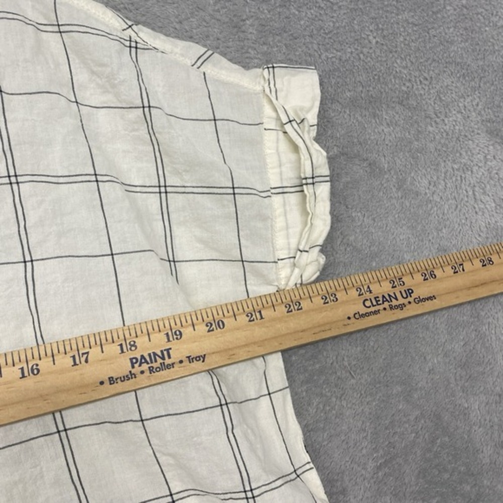 Madewell Shirt Womens XS White Check Boxy V Neck Cotton Pullover Short Sleeve - Picture 5 of 8